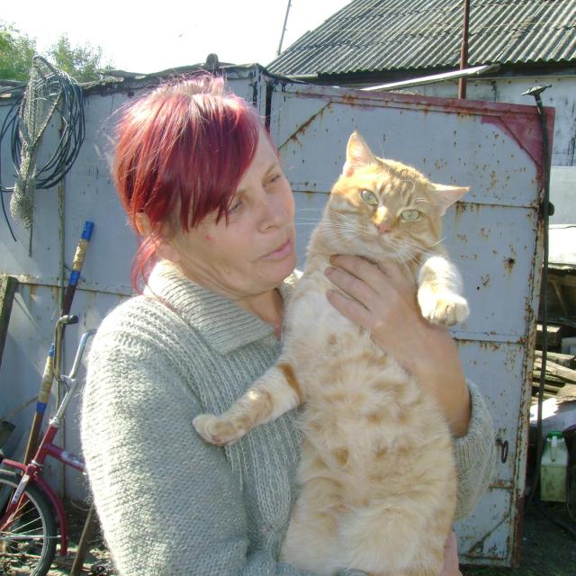 хозяйка Наташа и кот Рыжик